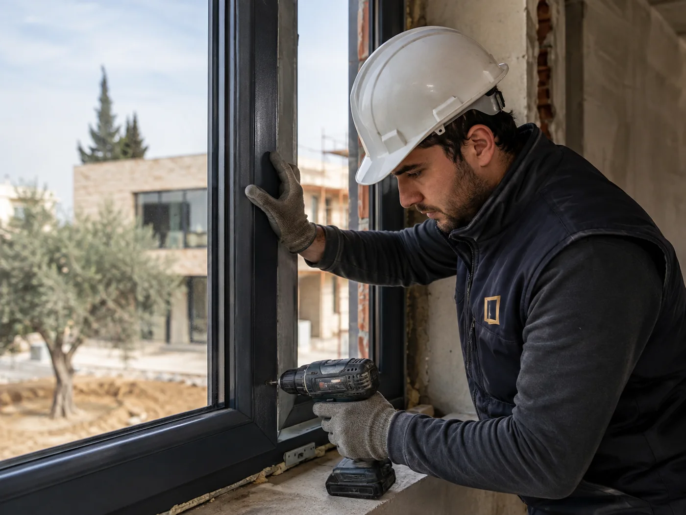 Installation site · fitting a PVC window frame